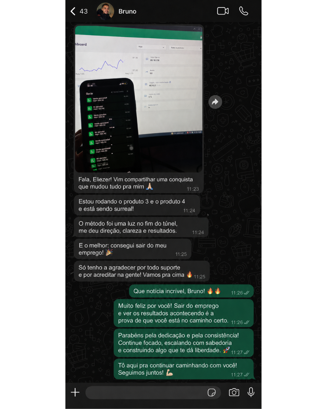 Conquista compartilhada por Bruno